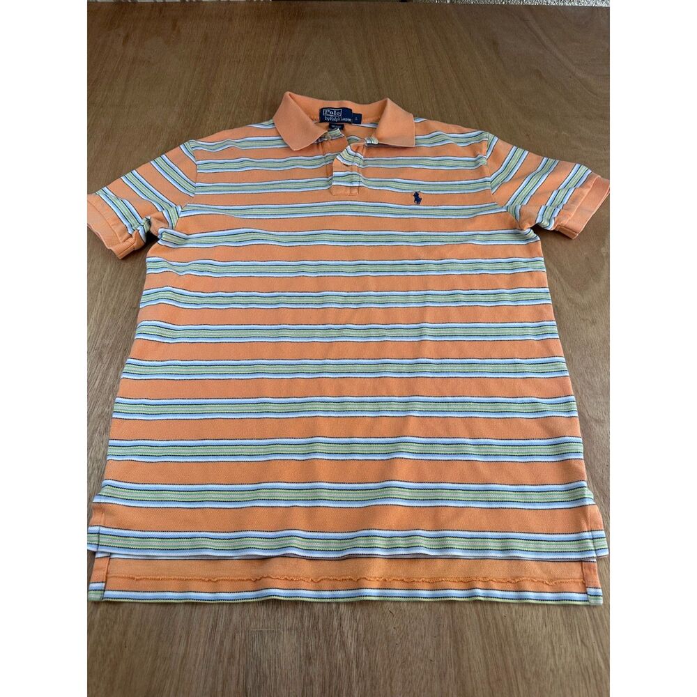 Polo Ralph Lauren Striped Polo Shirt L Orange Blue Green Classic Fit
